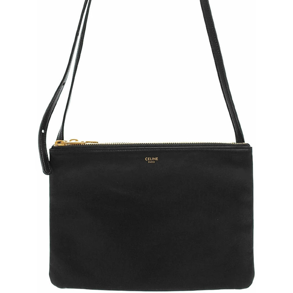 Celine Trio Leather Crossbody Bag Black
